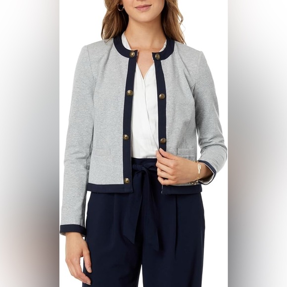 NWT - Tommy Hilfiger Women's Contrast Trim Open Front Jacket - Size XL - Picture 2 of 13